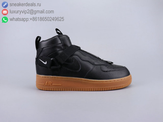 NIKE AIR FORCE 1 MID '07 BLACK BROWN LEATHER UNISEX SKATE SHOES